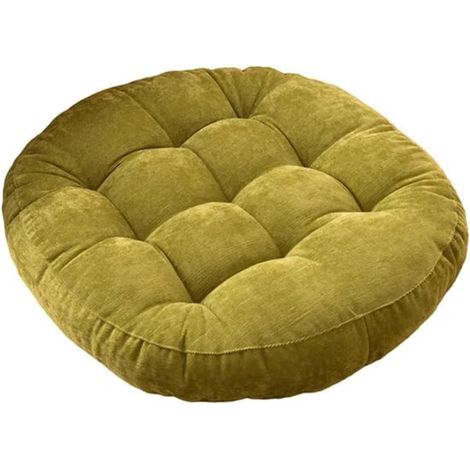 Tappetini, grandi cuscini rotondi trapuntati in velluto a coste, verdi, 42 cm (1/4)