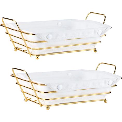 Paniers dorés pour service de pain, fêtes, fruits, légumes (lot de 2). (1/5)