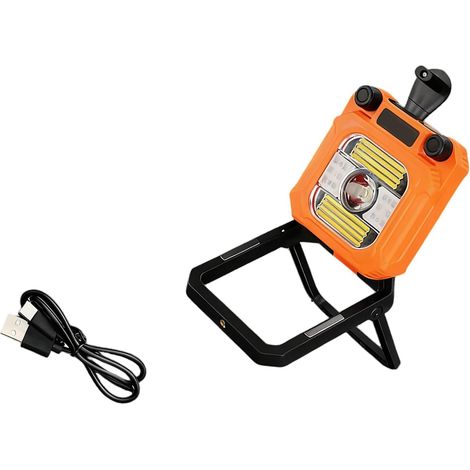 Lampe d'extérieur rechargeable, charge à manivelle et pliable à 180°, étanche à la pluie pour le camping, la randonnée, les urgences, lumière de camping portable rechargeable, luminosité réglable (1/5)