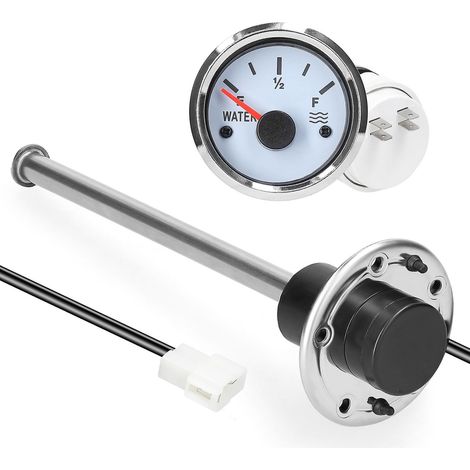 52-mm-Kraftstoffstandanzeige mit 200-mm-Edelstahlsensor, 0–190-Ohm-Wasserstandsanzeiger, silberfarben