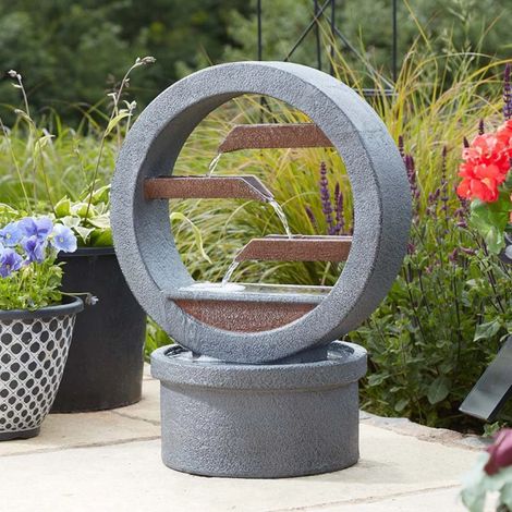 Solar Powered Water Fountain Omega Cascade Solar Powered Garden Water Feature Outdoor Resin Cascade Fountain Patio Décor