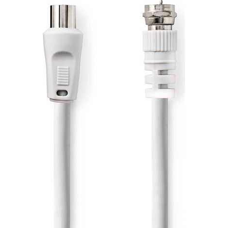 Satellite antenna cable f male iec coax male nickel plated 30db 75 ohm double shielded 500 m round pvc white envelope