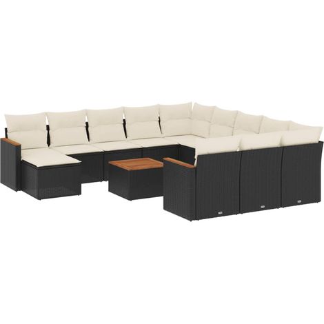 Maison Exclusive - Set Divani da Giardino 13pz con Cuscini Nero in Polyrattan (1/5)