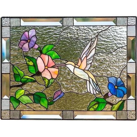 Buntglasdekoration mit Kolibri-Motiv, für Vogelliebhaber, 19,8 cm (7,8 Zoll) – Lila