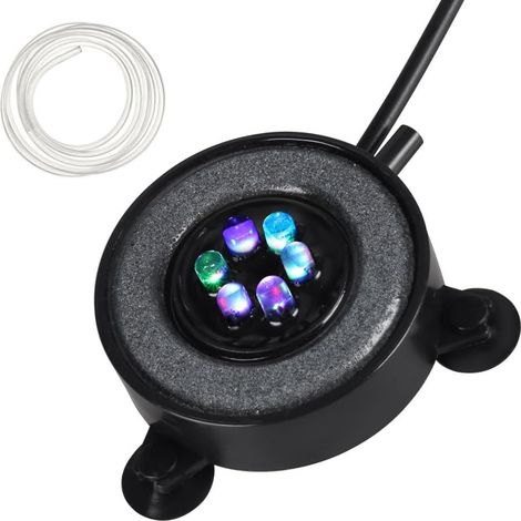 Diffuseur LED pour Aquarium,Disque en Pierre,Etanche IP68,avec Fixation a Ventouse,pour Aquariums D'eau Douce et D'eau Salée (pompe Non Incluse) (1/5)