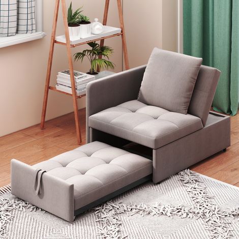 DESVIAE Canapé Lit Convertible 3 en 1 en Lin avec Dossier Réglable Canapé Relax et Lit Simple pour Petits Espaces (1/5)