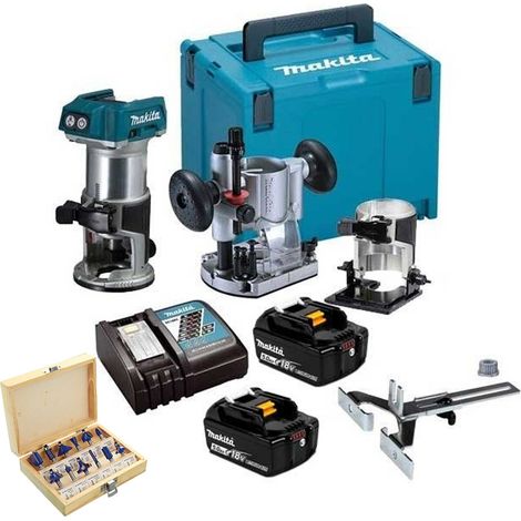 Makita DRT50RTJX2 18v Cordless Brushless Laminate Router Trimmer Plunge 12PC Kit (1/5)