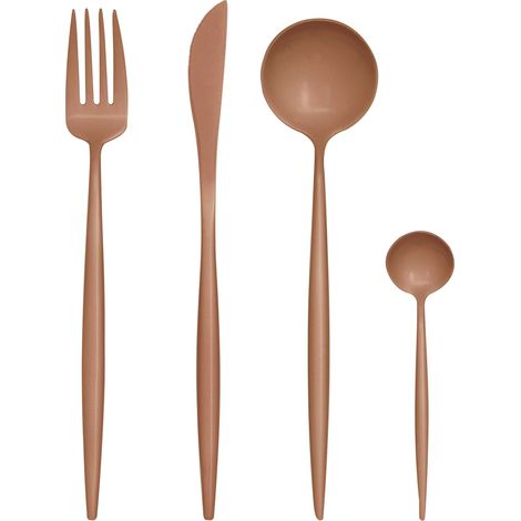 Interiors By Premier Bold 16 Pc Matte Pink Finish Cutlery Set, Durable Cutlery Set For Kitchen, Stylish Portable Cutlery Set