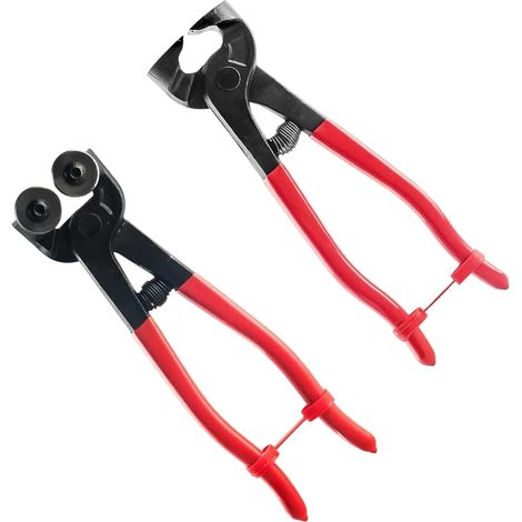 Lot de 2 pinces à carrelage à double tête avec acier à haute teneur en carbone et poignée ergonomique pour coupe de carreaux de verre et céramique lisse (1/4)