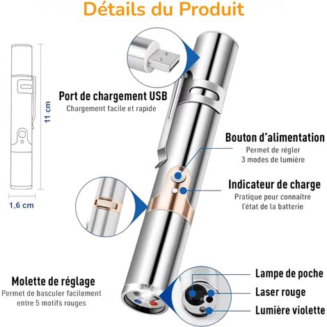Un juguete interactivo 7 en 1 con forma de bolígrafo para gatos y perros. Los juegos de ejercicio estimulan los instintos naturales y promueven la actividad física con 3 modos ajustables. - Bolígrafo  (1/5)