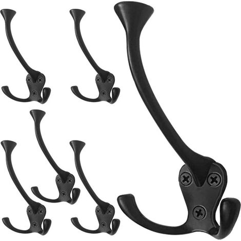 Set mit 6 Vintage-Wandhaken für Kleidung und Hüte, zur Aufbewahrung in Schlafzimmer, Flur und Badezimmer - Crezuo