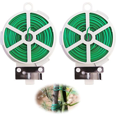 Fil de Serrage pour Jardin, 2 Rouleaux (100m par Rouleaux) Fil de Fer Jardin Vert, Fil de Attache Plante, pour Plantes Grimpantes, Vignes, Arbustes et Fleurs (Vert) (1/5)