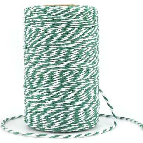 1 Rouleau Ficelle Coton 100M 2MM Vert Et Blanc Corde Decorative Pour Emballage Cadeau Noel Bricolage (1/5)