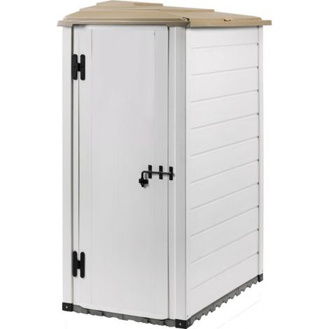 Casetta da Giardino in Resina Tuscany Evo 100.1 con porta reversibile, Pavimentazione inclusa, colore Beige, 132x88x195h cm (1/5)