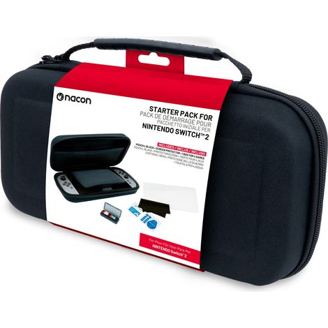 Essential Pack til Nintendo Switch II – Hårdtaske, Skærmbeskyttelse og Opbevaringsboks til 4 Spil (sort)