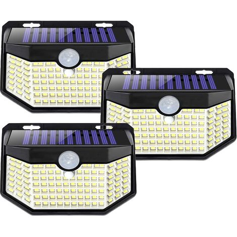 Lot de 3 lampes solaires murales d’extérieur, 120 LED, IP65 (1/5)