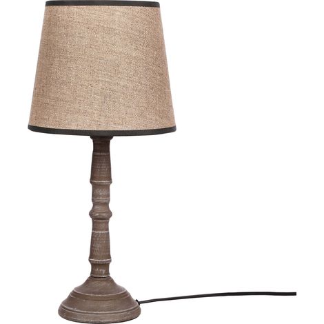 Lampe table classique brune abat-jour lin E27 Candellux (1/3)
