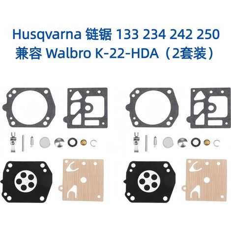 Reparatursatz für Husqvarna-Kettensägen 133 234 242 250, kompatibel mit Walbro K-22-HDA.