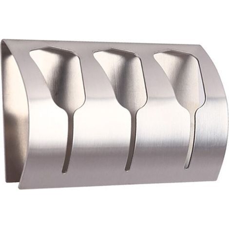 Porte-serviettes adhésif pour salle de bain et cuisine avec 3 plaques brossées (1/5)