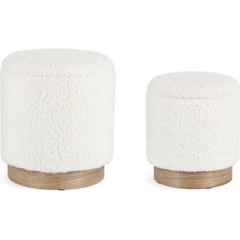 Pouf Contenitore Bouclé Bianco Moderno da Interno - BRI (1/5)