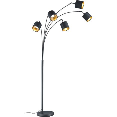 Lampada da terra 5 luci, nero opaco e oro, H200 cm, Tommy (1/5)
