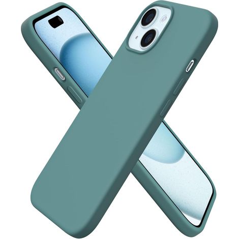 Coque en silicone liquide pour iPhone 15 6,1 pouces, ultra-fine, anti-rayures, anti-chocs, vert pin (1/5)