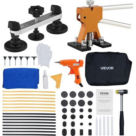 Kit de Débosselage de Carrosserie sans Peinture 60PCs, avec Extracteur Doré, Pont de Débosselage, Marteau en Caoutchouc, Pistolet à Colle, Outil de Réparation de Bosses pour Garage Atelier (1/5)