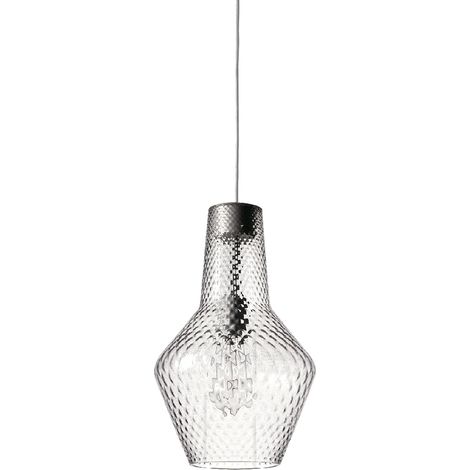 Zafferano Lampada a sospensione, vetro soffiato e metallo, ø 250x3180 mm, 1x E27 da 70 Watt, IP20, struttura grigia, vetro trasparente (1/5)