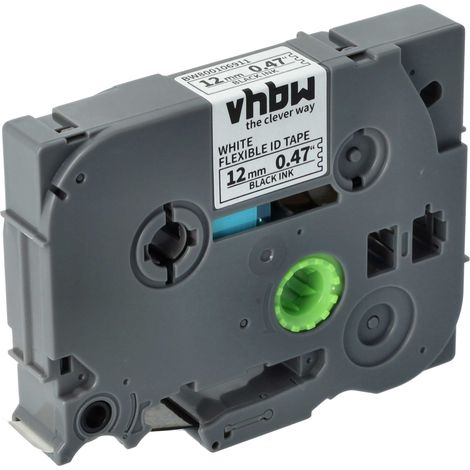 vhbw Label Tape compatible with Brother PT P300BT, P700, R RL-700S, H75S, ST-5 Label Printer 8m x 12 mm, Black on White, Flexible (1/4)