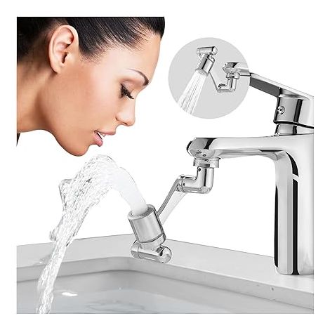 Aérateur de robinet pivotant à 1080° - Rallonge de robinet anti-éclaboussures à 2 positions, accessoire de douchette rotative à 360° pour cuisine et salle de bain (1/4)