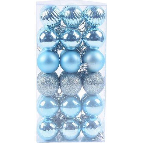 Décorations de Noël incassables pour sapin de Noël, boules de Noël, bleu glacier (1/4)