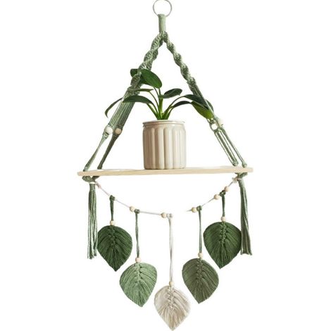 Décoration murale bohème – Décoration tissée à la main avec franges et étagère murale en bois – Pour salon, chambre et salle de bain (1/5)