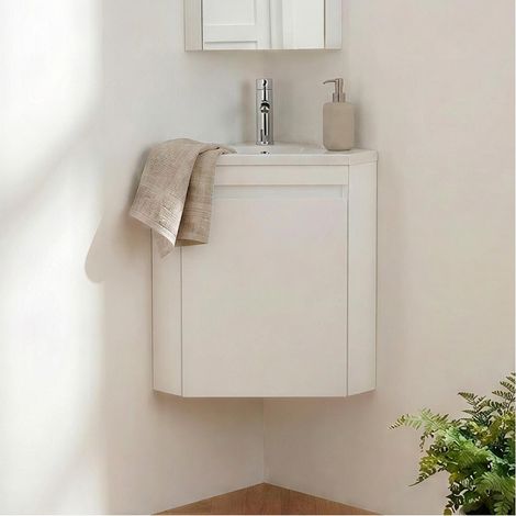 Ensemble lave-mains LISA d'angle suspendu, vasque résine et robinet (1/5)
