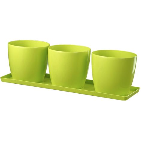 Set "Trio Madeira" vasi in resina per fiori e piante da esterno e giardino -Bianco