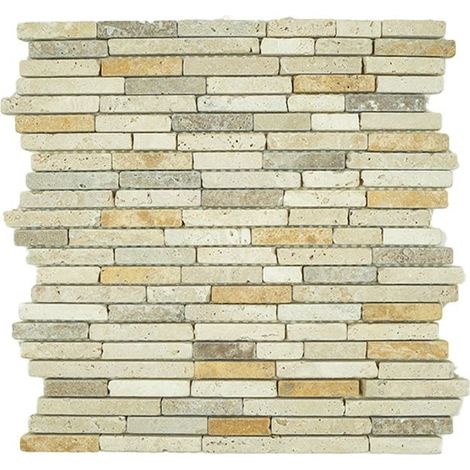 Mosaico - ALBEDO PIERRE - Travertino - 3 colori invecchiati - Resistente - Stile naturale