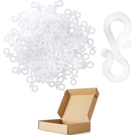 LYERCW - 100 crochets de gouttière, clips pour guirlandes lumineuses de gouttière, crochets pour guirlandes lumineuses extérieures, mini-pinces en S (blanc) (1/5)