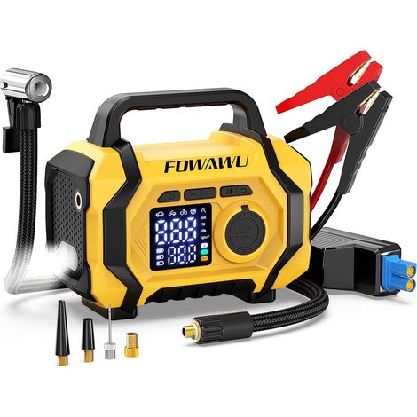 Booster Batterie Voiture avec Gonfleur 9-en-1, Démarreur de Batterie 8000A 26800mAh(Jusqu'à All d'essence / 10 L de Diesel), Gonfleur Pneus Voiture 150psi Arrêt Automatique (1/5)
