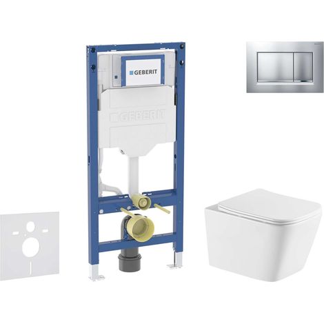 Geberit Duofix - Set con modulo di installazione, vaso WC Arkas l e copriwater softclose, placca di comando Sigma20, cromo opaco smaltato/cromo SANI11CA2115