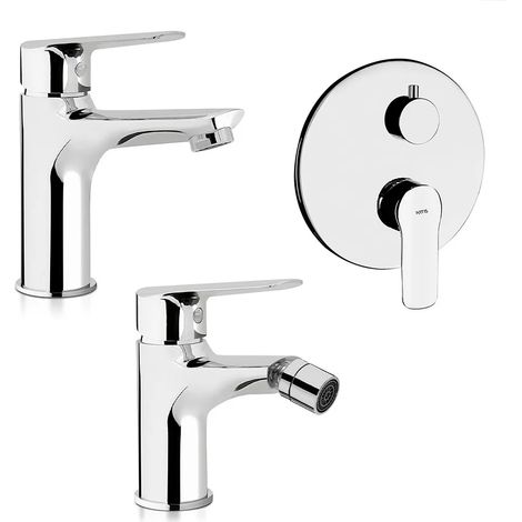Set miscelatori lavabo bidet e doccia incasso con deviatore cromati Artis Punta+ piletta inclusa (1/5)