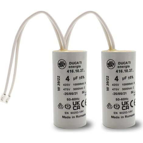 2 Condensateurs, 4 uF, à Connecteurs, pour Moteur Volet Roulant Bubendorff