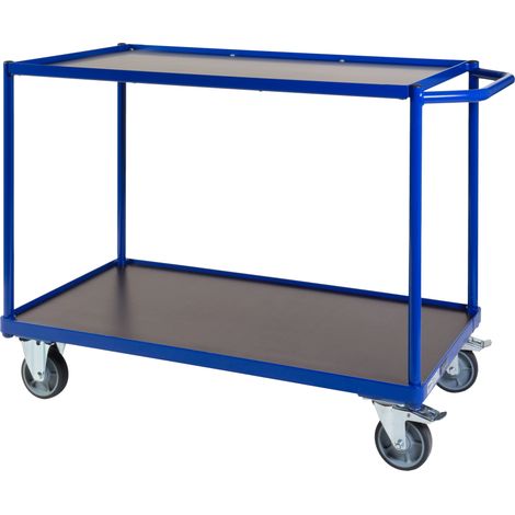 Bako Logistiksysteme Tischwagen F300 mit Bordkante 2 Ladeflächen und waagerechtem Schiebegriff 850x500mm (1/2)