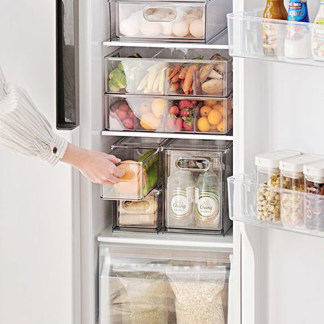 Boîte de rangement pour réfrigérateur de cuisine, en plastique transparent de qualité alimentaire, avec tiroir, 3 L (1/5)