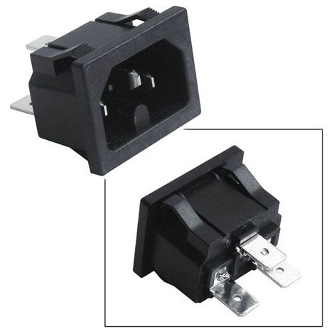 Connecteur 230V 3 cosses mâles sur châssis pour appareils de cuisson – Branchement terre centrale + 2 pôles latéraux – C072287 – Lagrange (1/3)