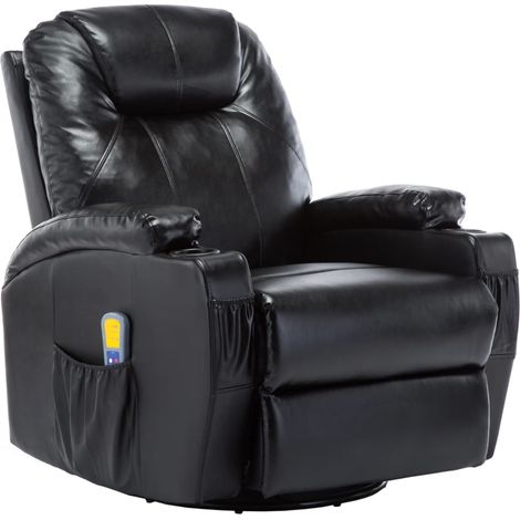 Sillón de masaje eléctrico mecedor cómodo y relajante material sintético color negro 1702038 (1/5)