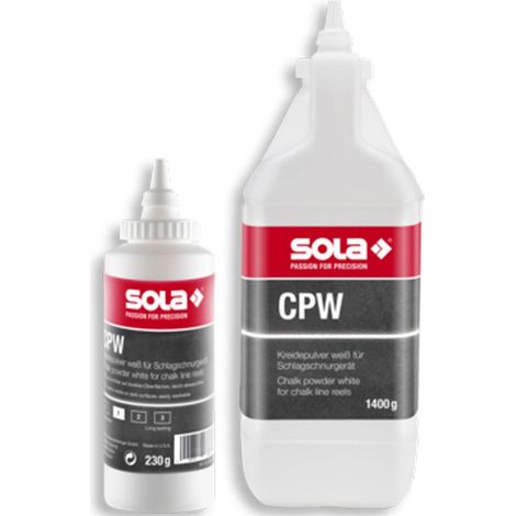 Sola SO66152501, Tiza en polvo CPW 230, blanca, 230 g, ideal para marcar superficies en carpintería y construcción.