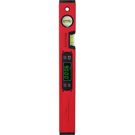 Niveau de torpille numérique de 42 cm, inclinomètre, rapporteur d'angle, jauge, niveau à bulle, base magnétique, rétroéclairage rouge
