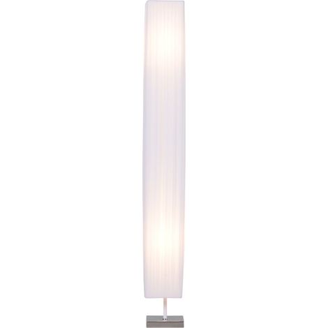 Lampadaire avec 2 douilles E27, abat-jour en tissu, interrupteur au pied, base en acier inoxydable, blanc (1/5)