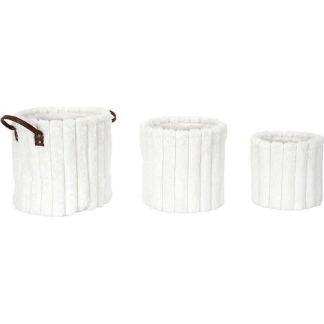 Lot De 3 Paniers De Rangement - Home Deco Factory - Effet Fourrure - Blanc (1/5)