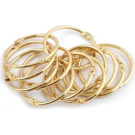 Lot de 12 anneaux de rideaux en métal, diamètre intérieur 50 mm, adaptés aux rideaux, rideaux de douche, doré (1/5)