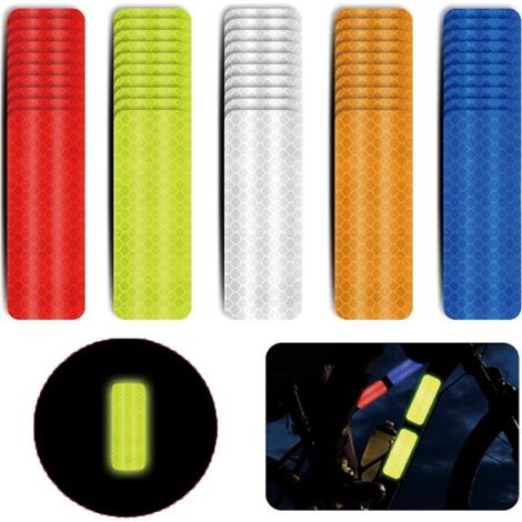 50 adesivi riflettenti, 3 x 8 cm, 5 colori, adesivi di avvertimento, adesivi per casco da moto, adesivi di sicurezza universali, alta riflettività. (1/5)